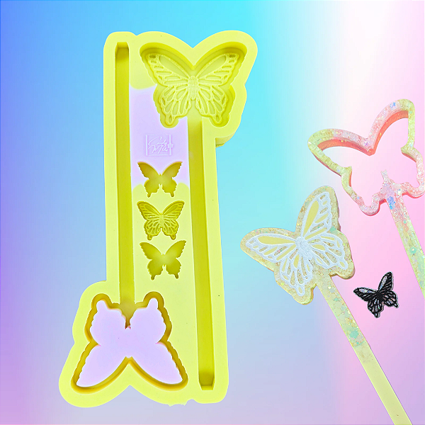 Molde de Silicone Caneta Borboletas Super Slim