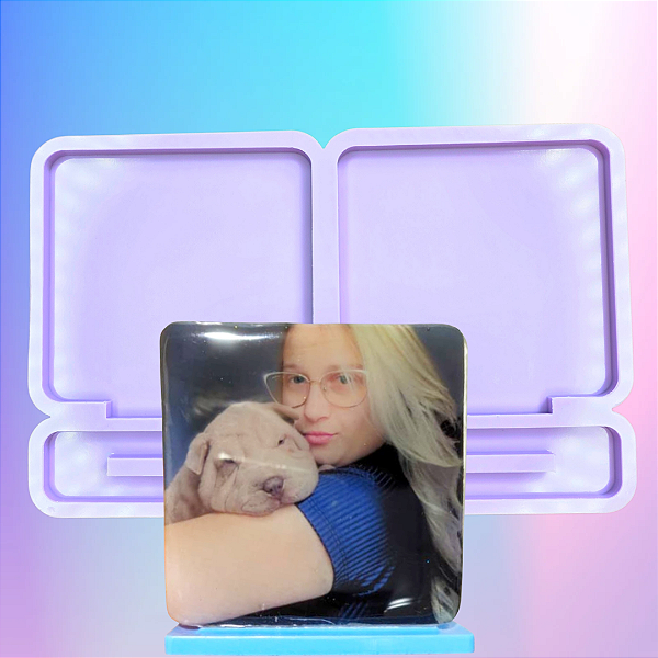 Molde de Silicone Placa Quadrada 2 Cavidades 8cm