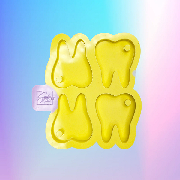 Molde de Silicone Dente com furo - 4 cavidades - 4cm