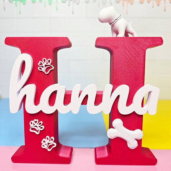 Letra inicial Pet e Nome Personalizado - em 3D - 20cm