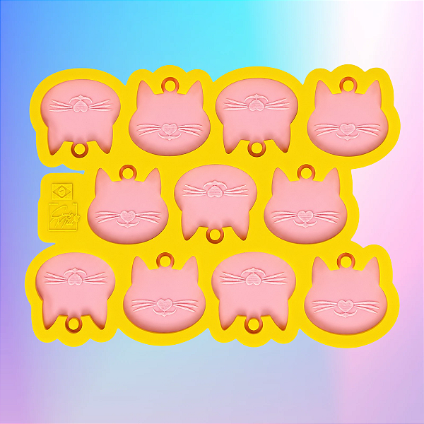 Molde de Silicone Cabeça Gato Com gravação 3cm
