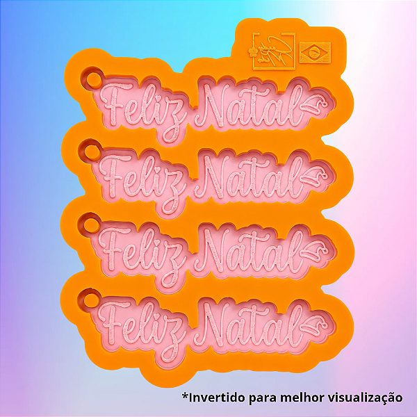 Molde de Silicone Palavras Feliz Natal 4 Cavidades