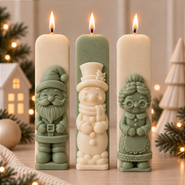 Molde de Silicone - Vela - Modelo II - Vovó - Boneco de Neve - Papai Noel