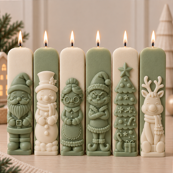 Molde de Silicone - Vela - KIT Modelo I e Modelo II - Rena - Árvore de Natal - Grinch - Vovó - Boneco de Neve - Papai Noel