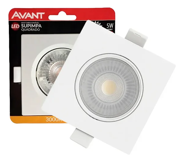 SPOT LED SUPIMPA QUADR. 5W 3000K - AVANT
