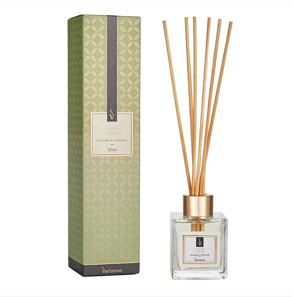 DIFUSOR DE VARETAS 100ML CAPIM LIMAO - VIA AROMA
