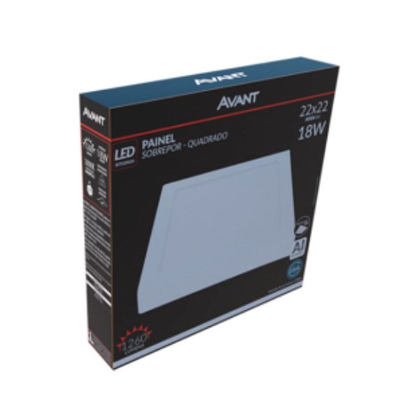 PAINEL LED SOBREPOR QUAD. 18W 6500K - AVANT