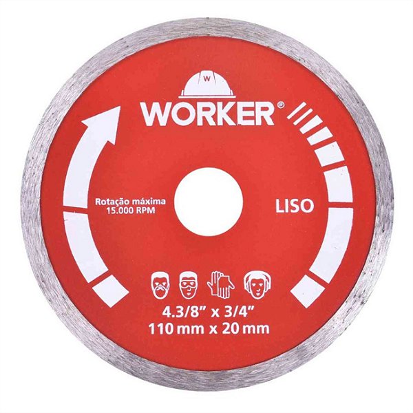 DISCO DIAMANTADO LISO 110X20MM LARANJA - WORKER