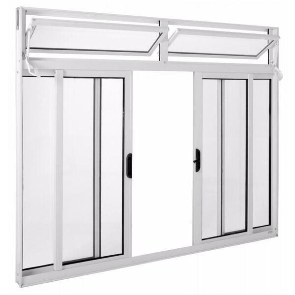 JANELA BRANCO 4 FOLHAS 1,20x1,50 COM BASCULANTE ALUMI STRIKE