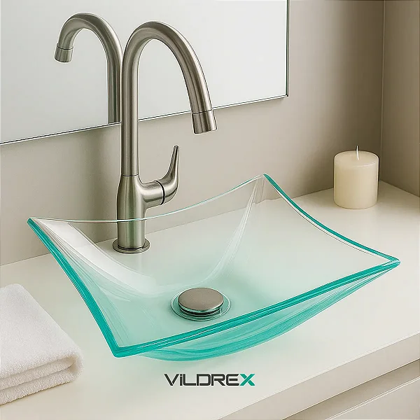 CUBA VIDRO RETANGULAR 41X31 INCOLOR - VILDREX