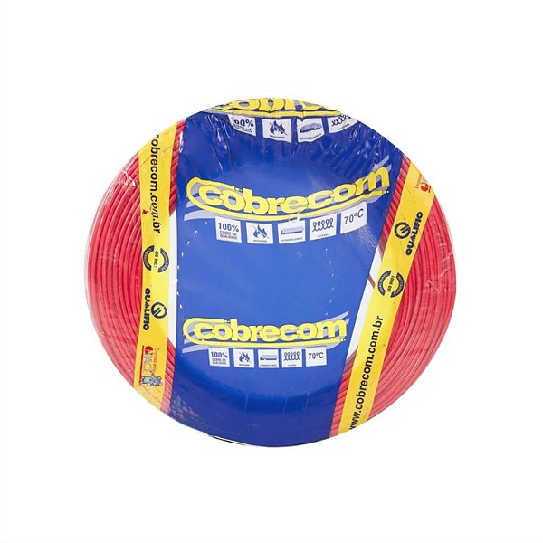 ROLO CABO FLEXICOM 1 X 04,0 MM VERMELHO 100M - COBRECOM