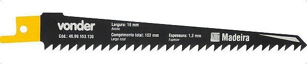 LAMINA P/ SERRA SABRE MADEIRA 6D C/2 - VONDER