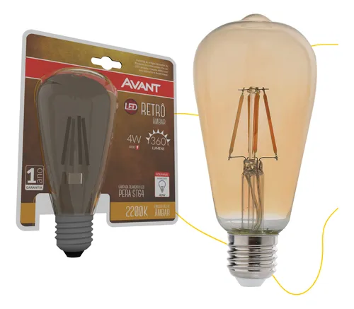LAMPADA LED RETRO PERA ST64 AMB2200K 4W - AVANT