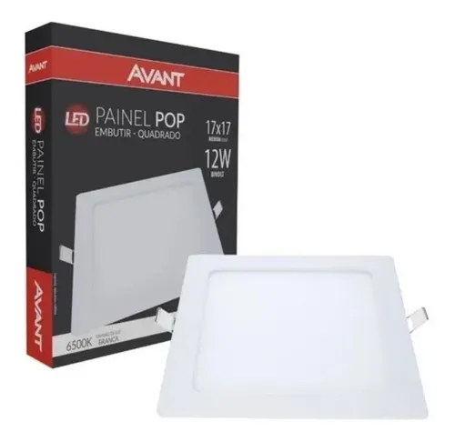 PAINEL LED EMBUTIR QUADR. 12W 6500K - AVANT