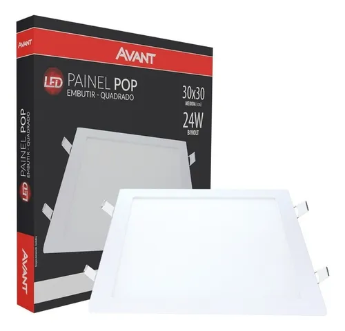 PAINEL LED EMBUTIR QUADR. 24W 6500K - AVANT