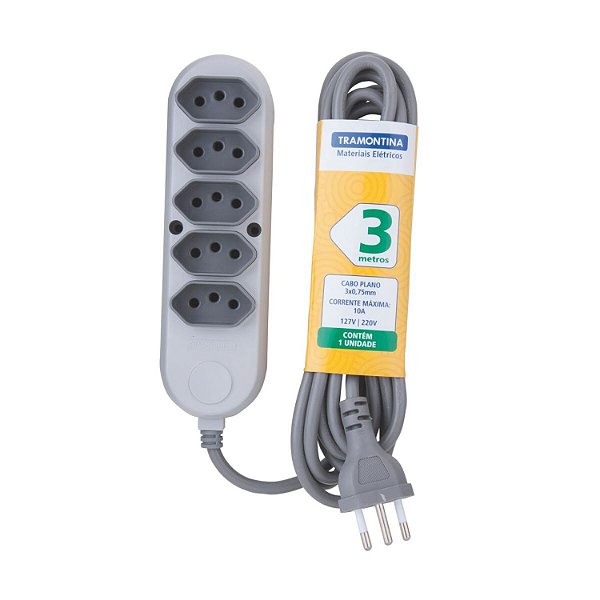 EXTENSAO TRAMONTINA COM TOMOMADA 2P+T 10A/250V 3MT