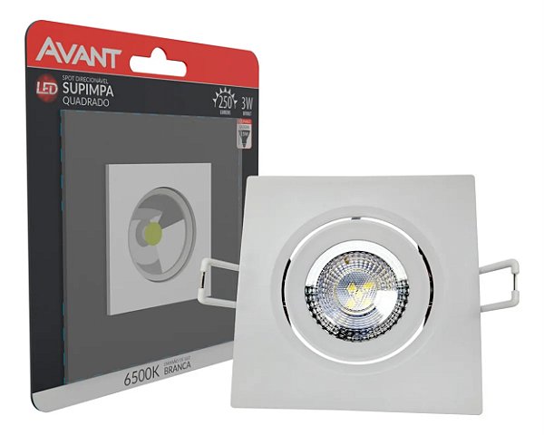 SPOT LED SUPIMPA QUADR. 3W 6500K - AVANT