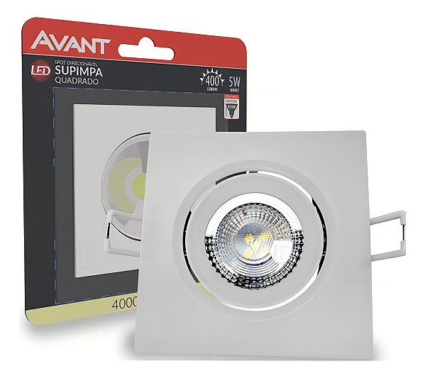 SPOT LED SUPIMPA QUADR. 5W 3000K LUZ NEUTRA - AVANT