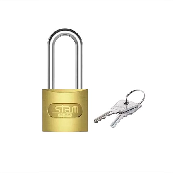 Cadeado Stam 30mm Haste Média Zamac Latonado E-coat 2 Chaves Latão