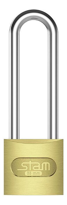 Cadeado Latão Com Chave Haste Longa 35mm Stam Cor Dourado