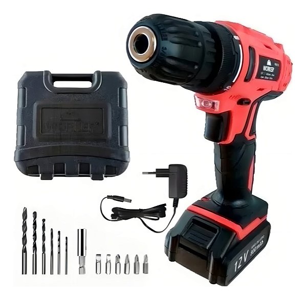 PARAFUSADEIRA 12V BATERIA BIV KIT 17PCS - WORKER