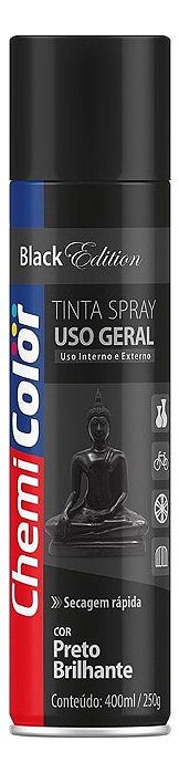 SPRAY CHEMICOLOR USO GERAL 400ML PRETO BRILHANTE