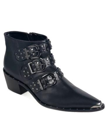 BOTA DUBLIN EM COURO PRETA PAULA TORRES