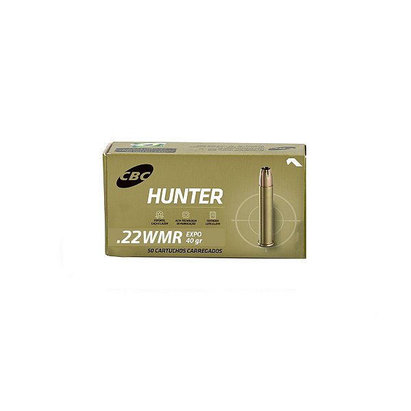 MUNIÇÃO CBC .22WMR HUNTER EXPO 40GR CX C/ 50un