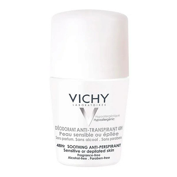 Desodorante 48H Vichy - Desodorante Roll-On para Peles Muito Sensíveis ou Depiladas - 50ml