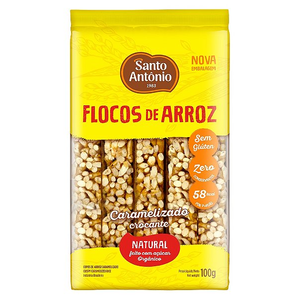 FLOCOS DE ARROZ CARAMELIZADO NATURAL PCT 100G