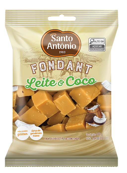 FONDANT DE LEITE C/ COCO PEDAÇOS PCT 160G