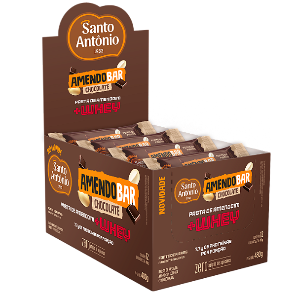 AMENDOBAR CHOCOLATE C/WHEY BARRA DISPLAY 480G 12UNX40G