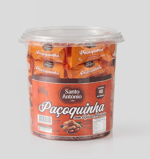 PAÇOQUINHA ROLHA C/AÇUCAR MASCAVO POTE 600G