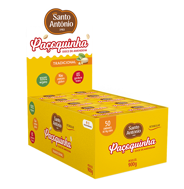 PAÇOQUINHA RETANGULAR TRADICIONAL DISPLAY 900G