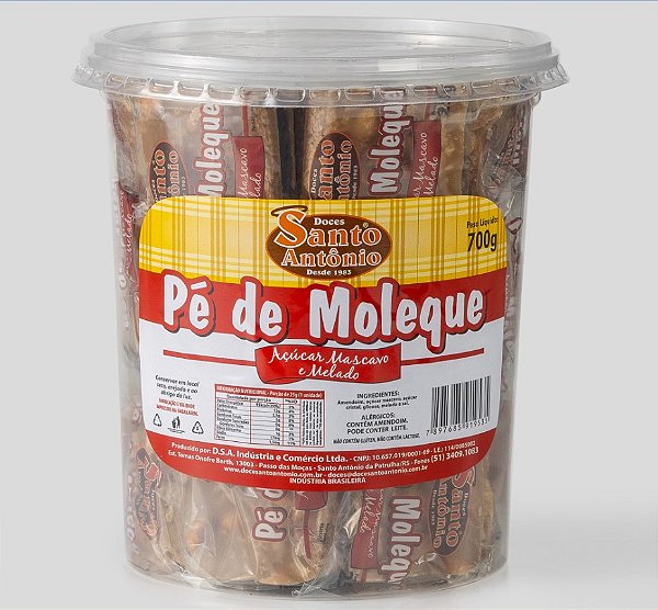 PÉ DE MOLEQUE C/AÇUCAR MASCAVO POTE 700G