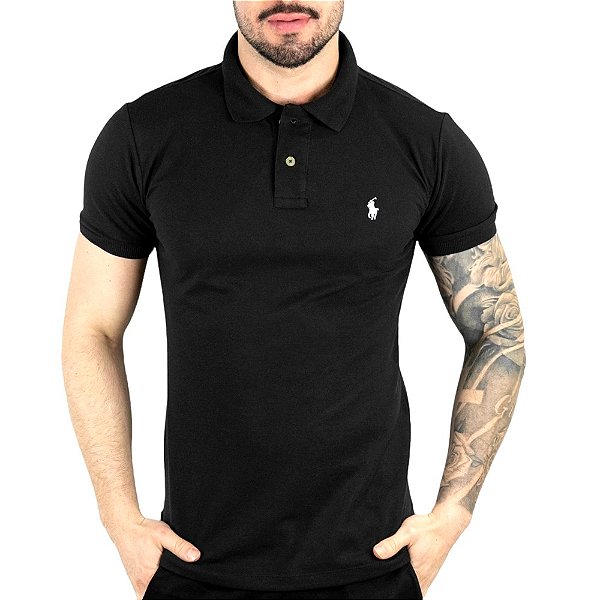 Camisa Polo Polo Ralph Lauren Slim Preta - Compre Agora