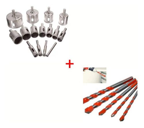 Serra Copo Diamantada 15 Pcs+ 5 Brocas Fura Tudo 6,6,8,10,12