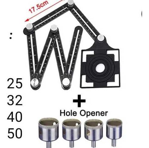 Kit 4 Serra Copo Diamantada+ Esquadro Muilt Ângulo