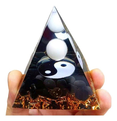 Orgonite Pirâmide Obsidiana Negra Yin Yang Esfera Quartzo