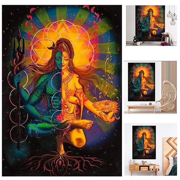 Tapeçaria Parede Yoga Shiva Shakti Pisicodelico 1m X 1,50m
