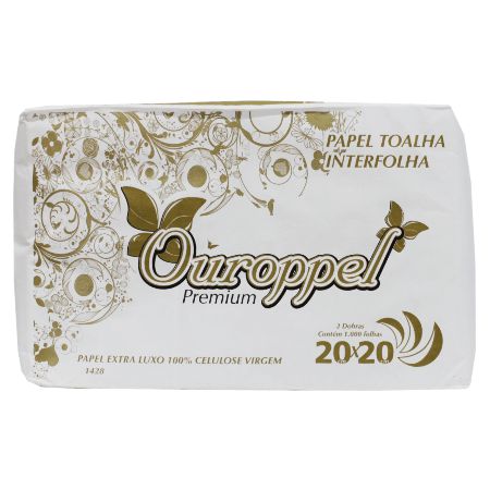 Papel Tolha Interfolha Ouroppel Extra Luxo 100% celulose 20X20 1000 folhas