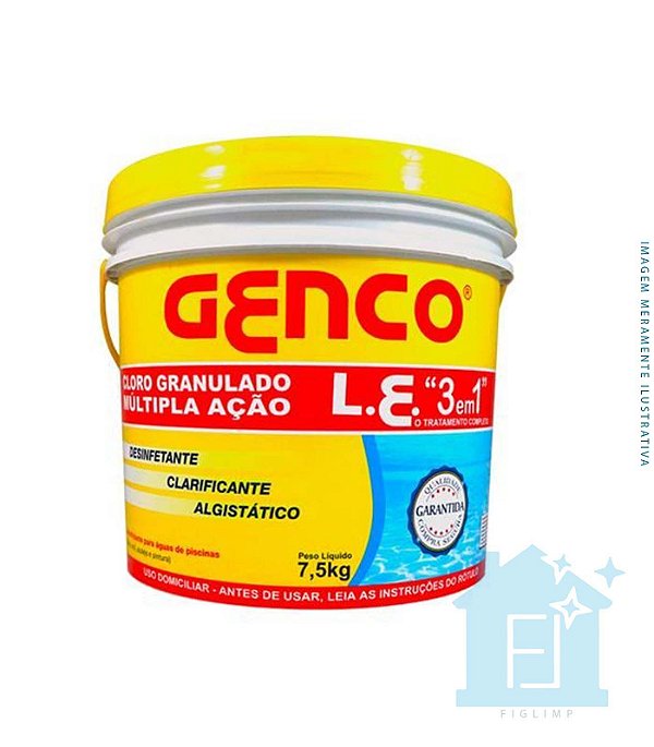 Genclor Cloro Granulado 7,5Kg Multipla Ação 3 Em 1 - Genco