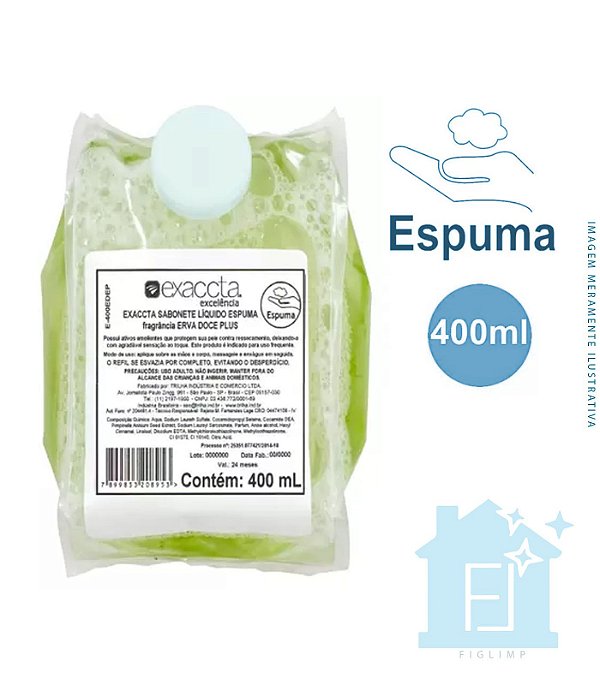 Refil Sabonete Liquido Espuma  800Ml Exaccta Plus Erva Doce