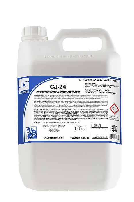 Cj - 24 -Detergente Profissional Desincrustante Ácido 5L - Spartan
