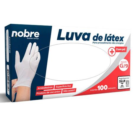 Luva latex c/po p/ proced. nao cirurgico c/100unid.  "G/9" - Nobre