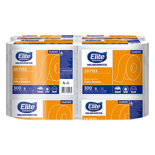 PAPEL HIGIENICO INSTITUCIONAL CLASSIC FOLHA SIMPLES 8X300