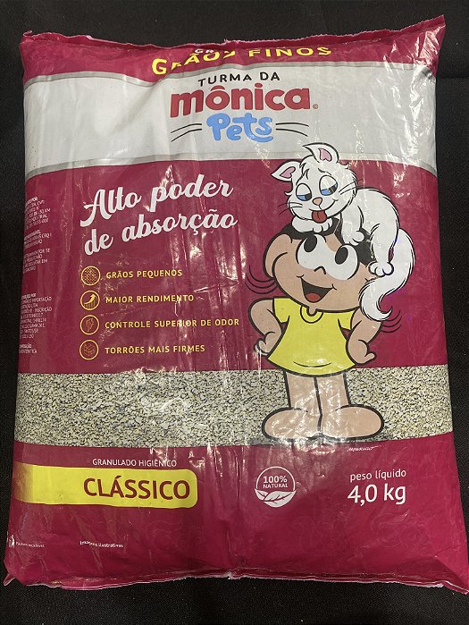 Areia Higiênica Turma Da Monica Clássico Para Gatos 4Kg