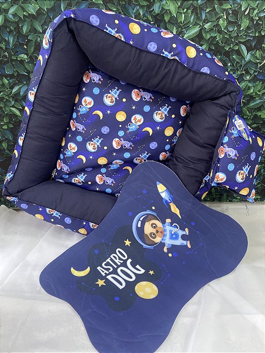 CAMA + JOGO AMERICANO ASTRODOG AZUL
