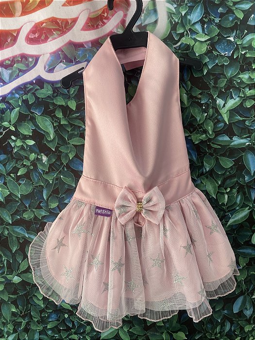 Roupa Vestido Luxo Rosa com Brilho G