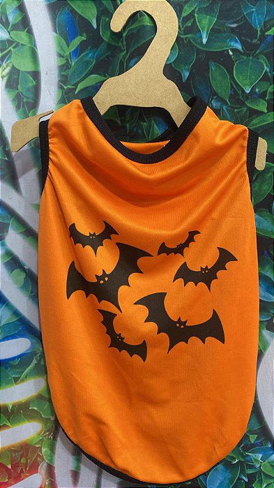 Roupa Halloween Laranja Morcegos P